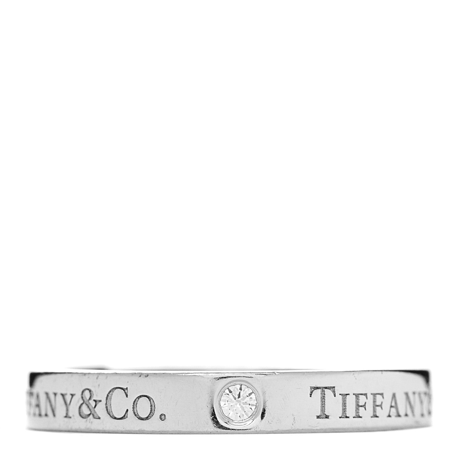 Tiffany Platinum Diamond Logo Band Ring 54 7 3 of 5