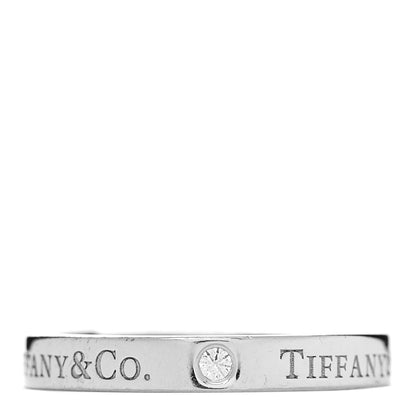 Tiffany Platinum Diamond Logo Band Ring 54 7 3 of 5