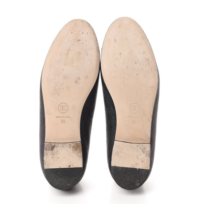 Chanel Caviar CC Cap Toe Ballerina Flats 38 Black 6 of 9