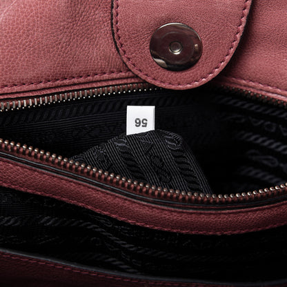 Prada Glace Calf Small Twin Pocket Tote Pink 9 of 10