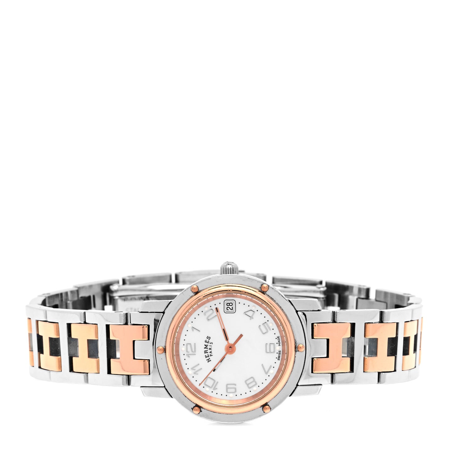 Stainless Steel Mother of Pearl 24mm Clipper Quartz Watch Rose Gold