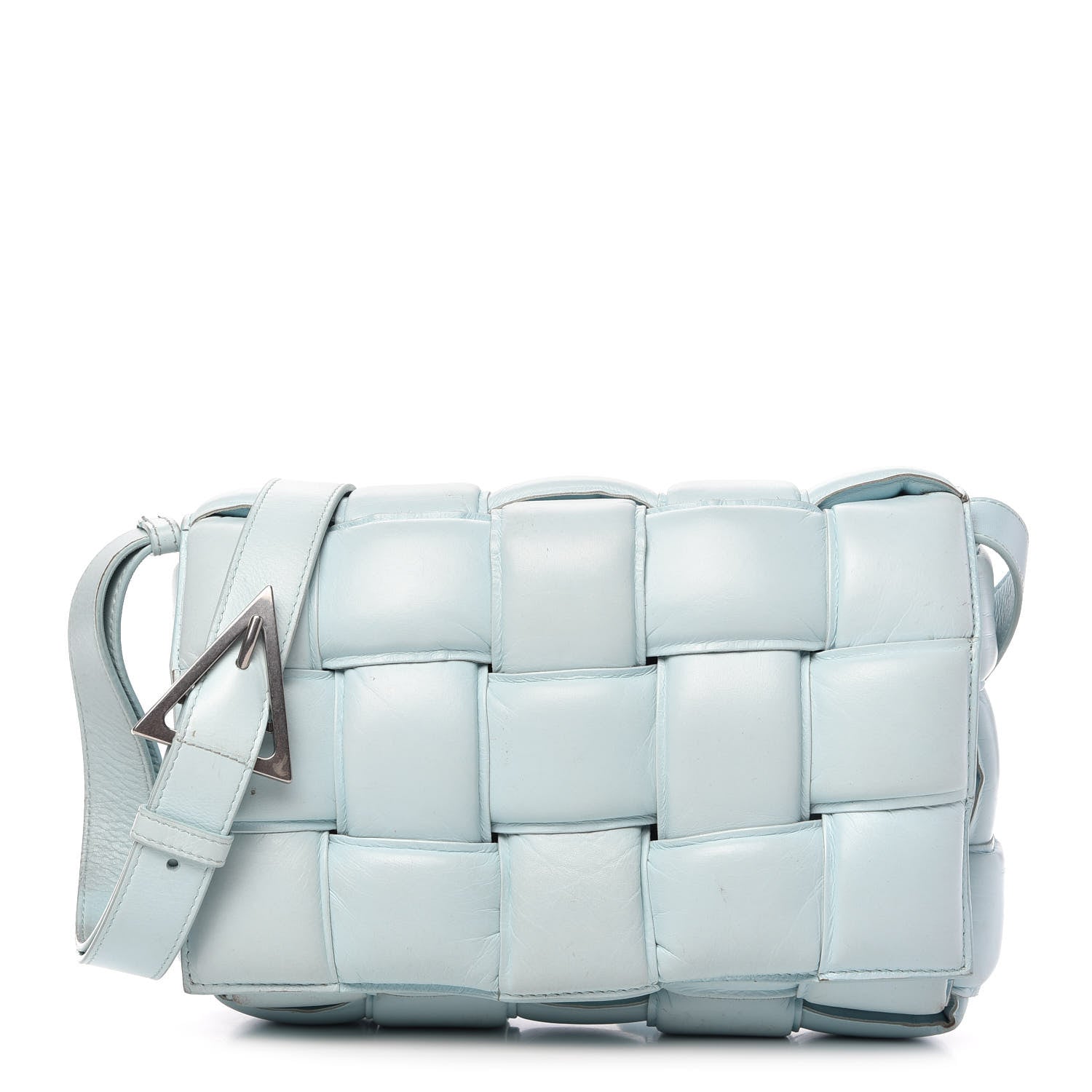 Bottega Veneta Paper Calfskin Maxi Intreccio Padded Cassette Crossbody Bag Ice 1 of 14