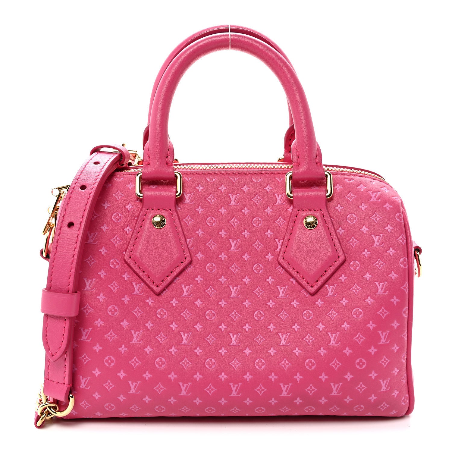 Louis Vuitton Calfskin Nanogram Embossed Speedy Bandouliere 20 Rose 1 of 9