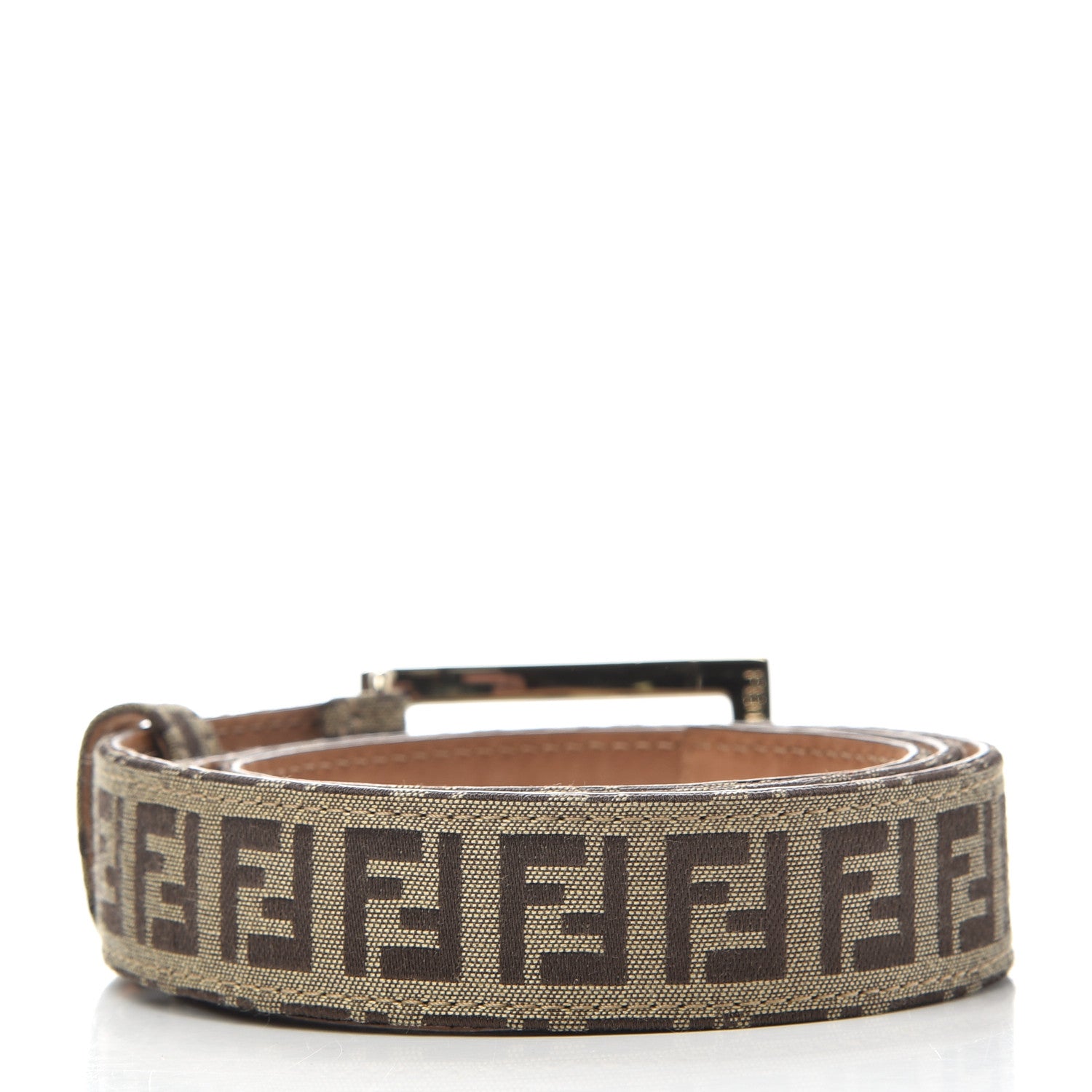 Fendi Fabric Calfskin FF Belt 80 32 Tobacco 2 of 6