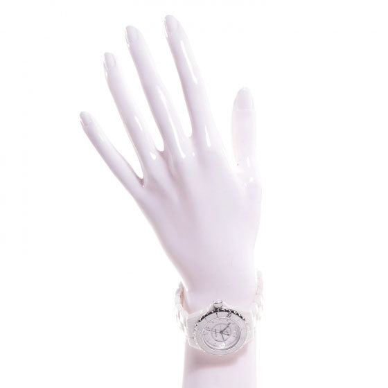 Chanel Stainless Steel Ceramic Diamond 33mm J12 Quartz Watch White 2 of 7