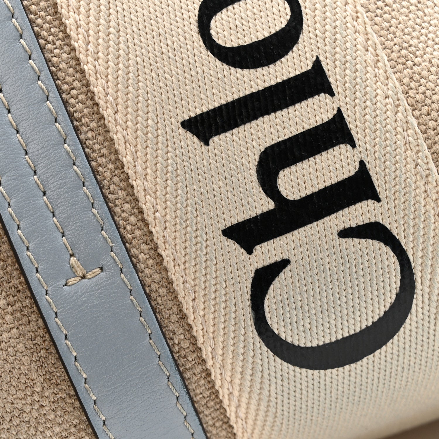 Chloe Linen Calfskin Medium Woody Ribbon Tote White Light Blue 12 of 15