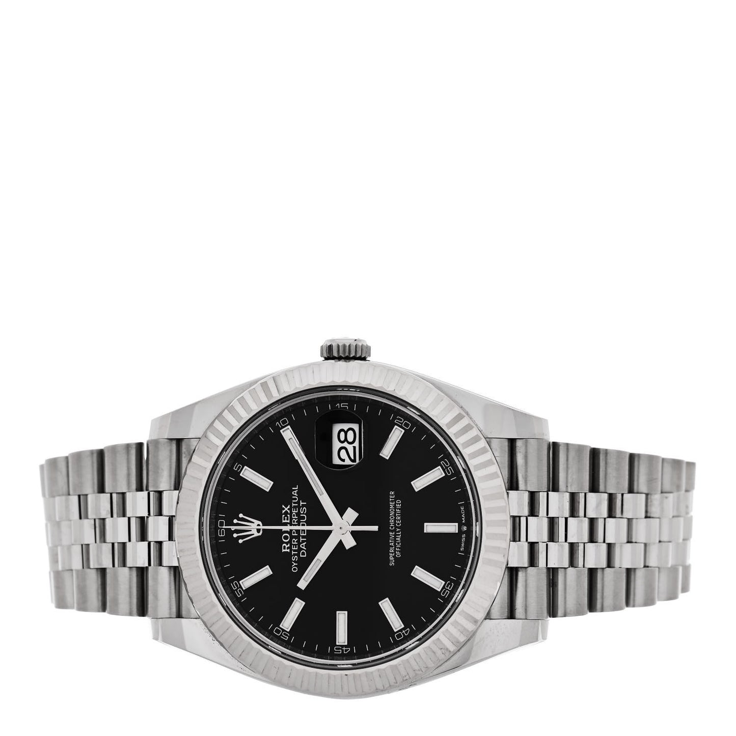 Stainless Steel 18K White Gold 41mm Oyster Perpetual Datejust Watch Black 126334