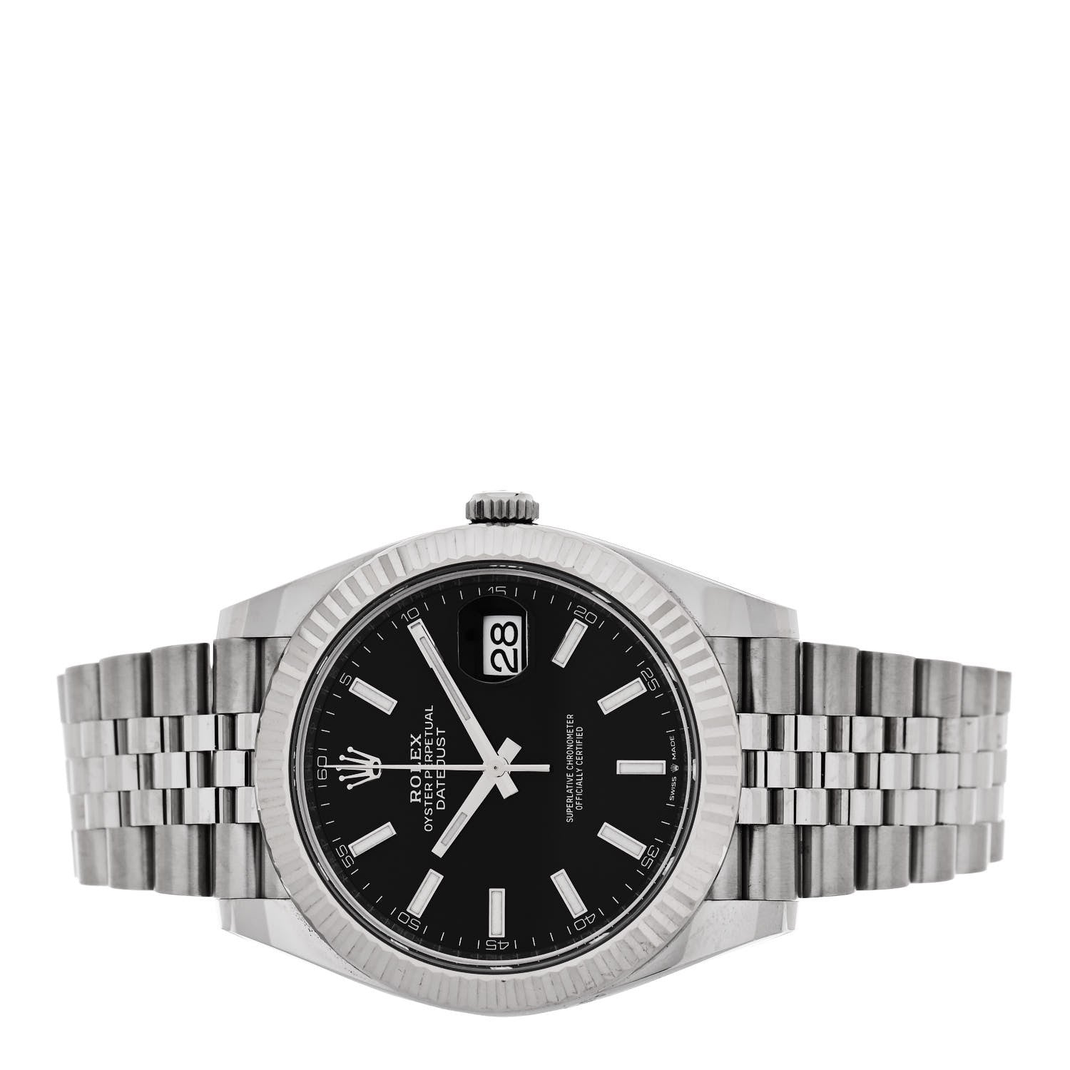 Rolex Stainless Steel 18K White Gold 41mm Oyster Perpetual Datejust Watch Black 126334 2 of 4
