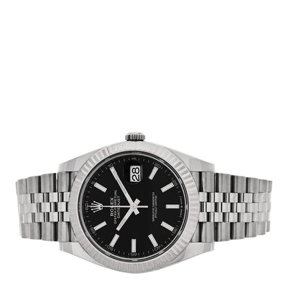 Rolex Stainless Steel 18K White Gold 41mm Oyster Perpetual Datejust Watch Black 126334 2 of 4