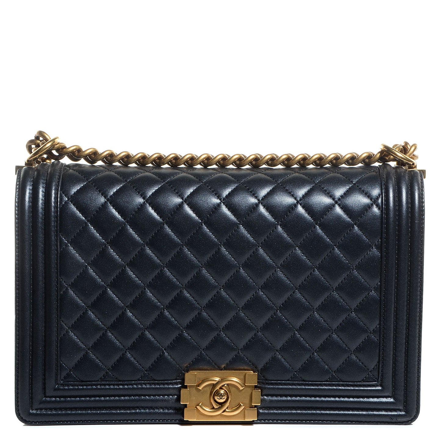 Lambskin Quilted New Medium Boy Flap Pearl Black