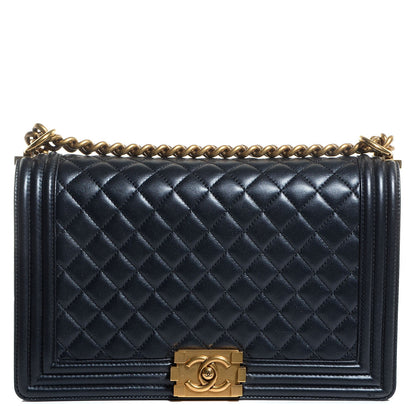Chanel Lambskin Quilted New Medium Boy Flap Pearl Black 1 of 8