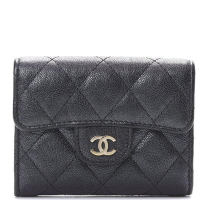 Chanel Iridescent Caviar Quilted Flap Card Holder Wallet Black 1 of 9