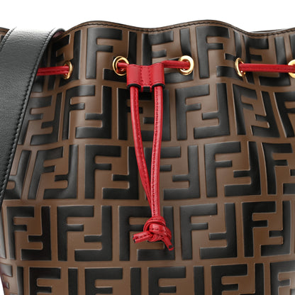 Fendi Vitello Grace F is Fendi Bi-Color FF 1974 Embossed Grande Mon Tresor Bucket Bag Maya Black Fragola 7 of 12