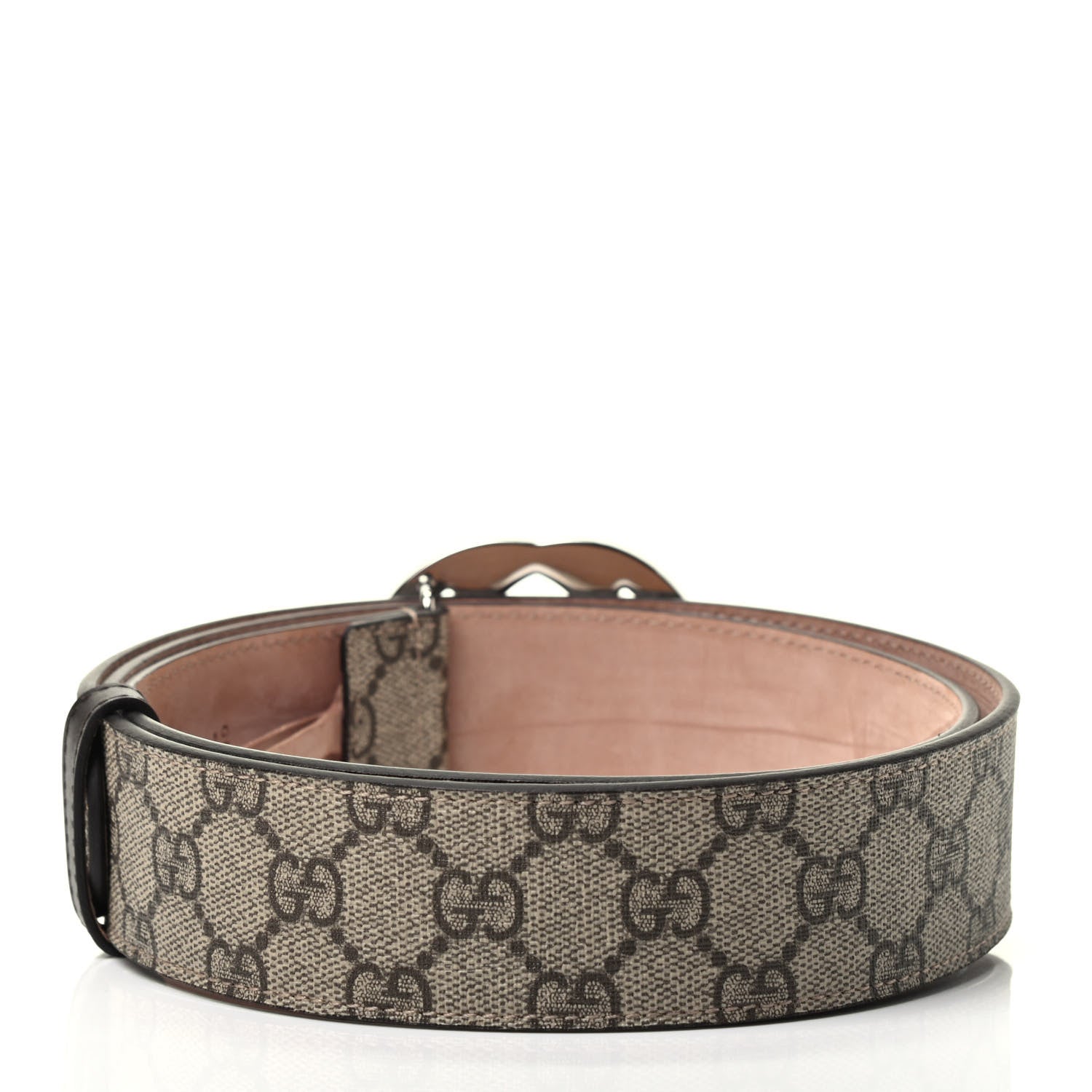 Gucci GG Supreme Monogram Selleria Calfskin Interlocking G 40mm Belt 95 38 Beige Ebony Cocoa 2 of 3