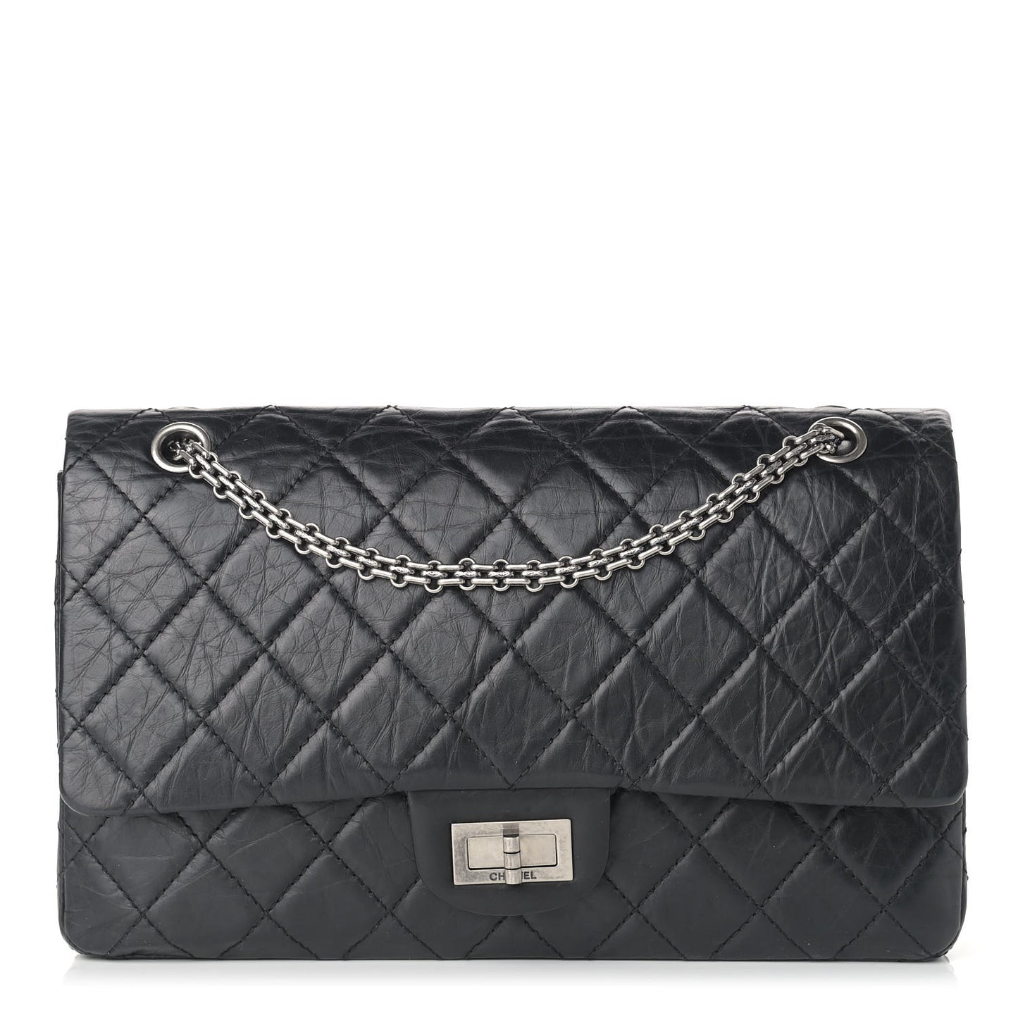 Aged Calfskin Quilted 2.55 Reissue 227 Flap Black