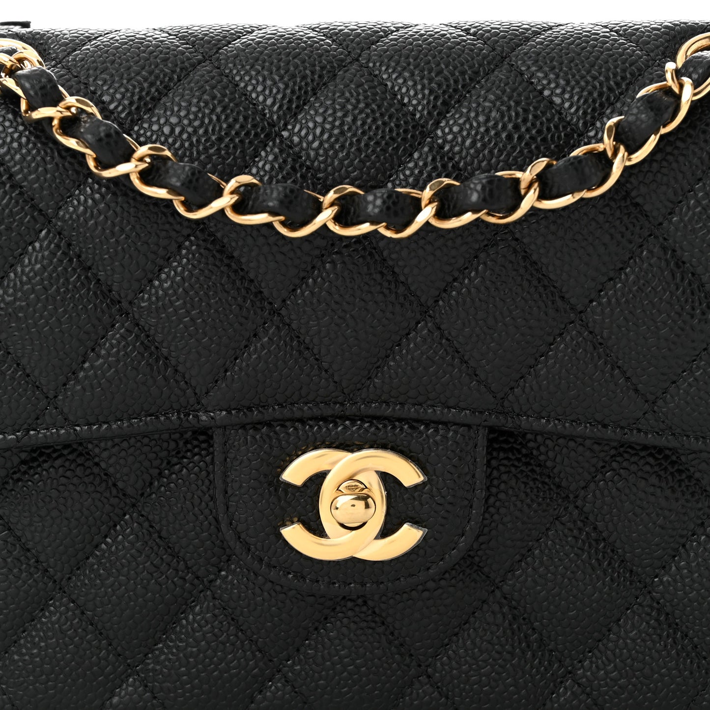 Caviar Quilted Small Double Flap Black