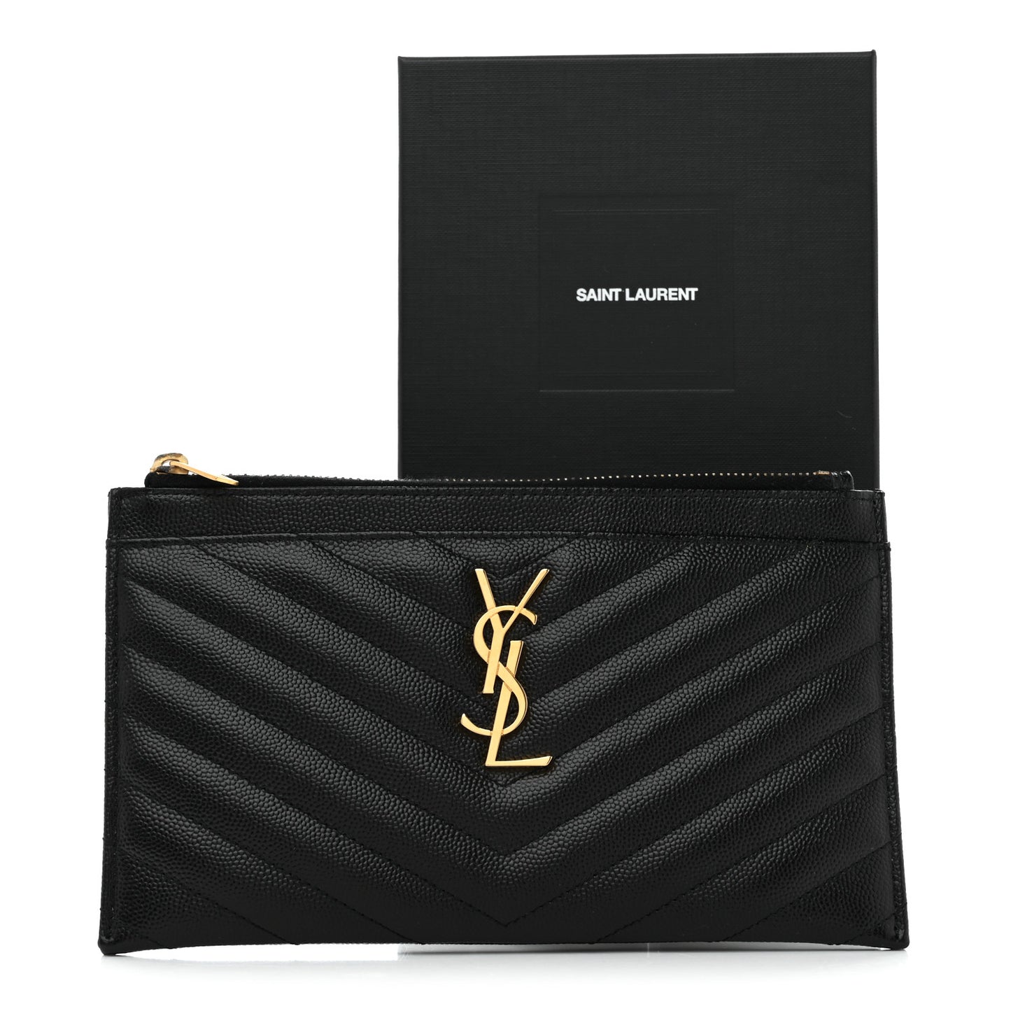 Grain De Poudre Chevron Monogram Bill Pouch Black