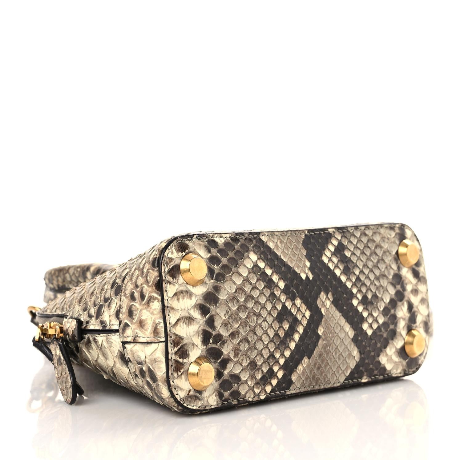 Balenciaga Python Logo XXS Ville Top Handle Bag Black Beige 4 of 18