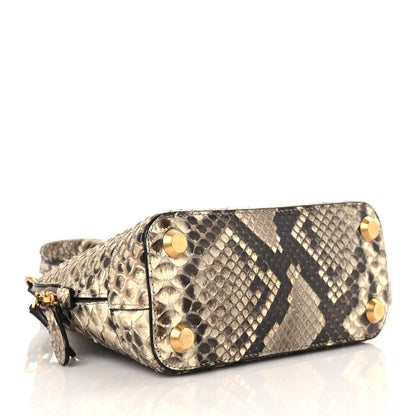 Balenciaga Python Logo XXS Ville Top Handle Bag Black Beige 4 of 18