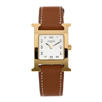 Hermes Stainless Steel Epsom 21mm Heure H Hour Quartz Watch Gold 1 of 5