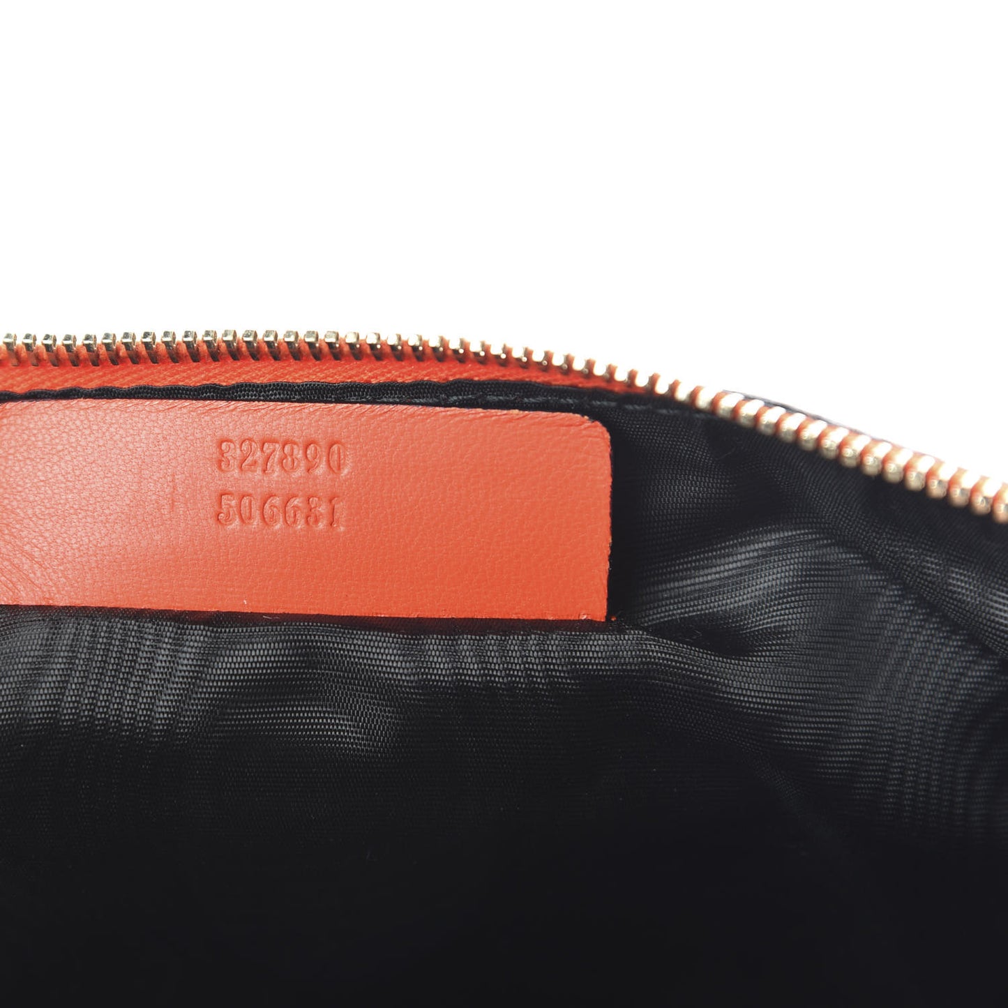 Calfskin Skull Zip Pouch Orange