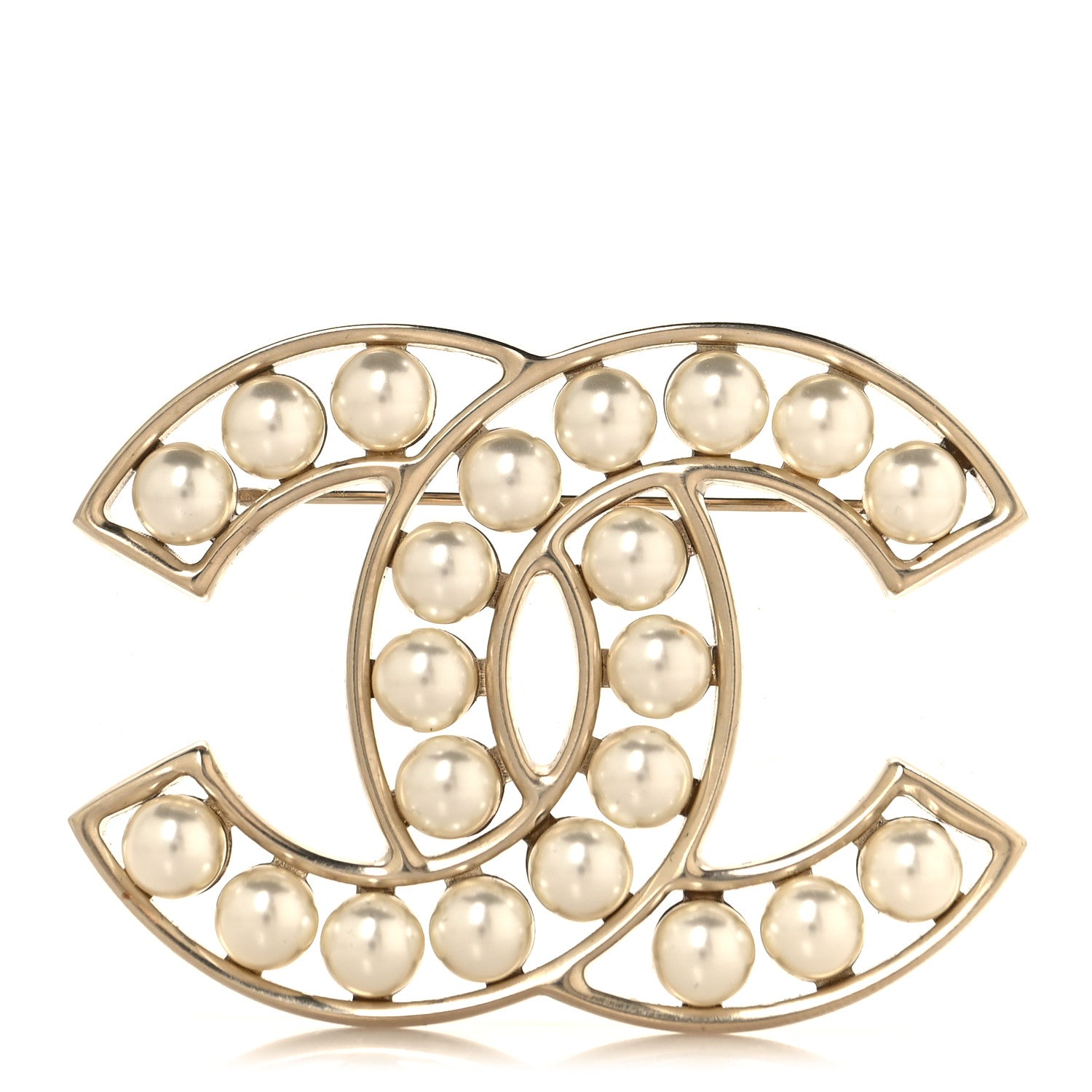 Chanel Pearl CC Brooch Light Gold 1 of 4