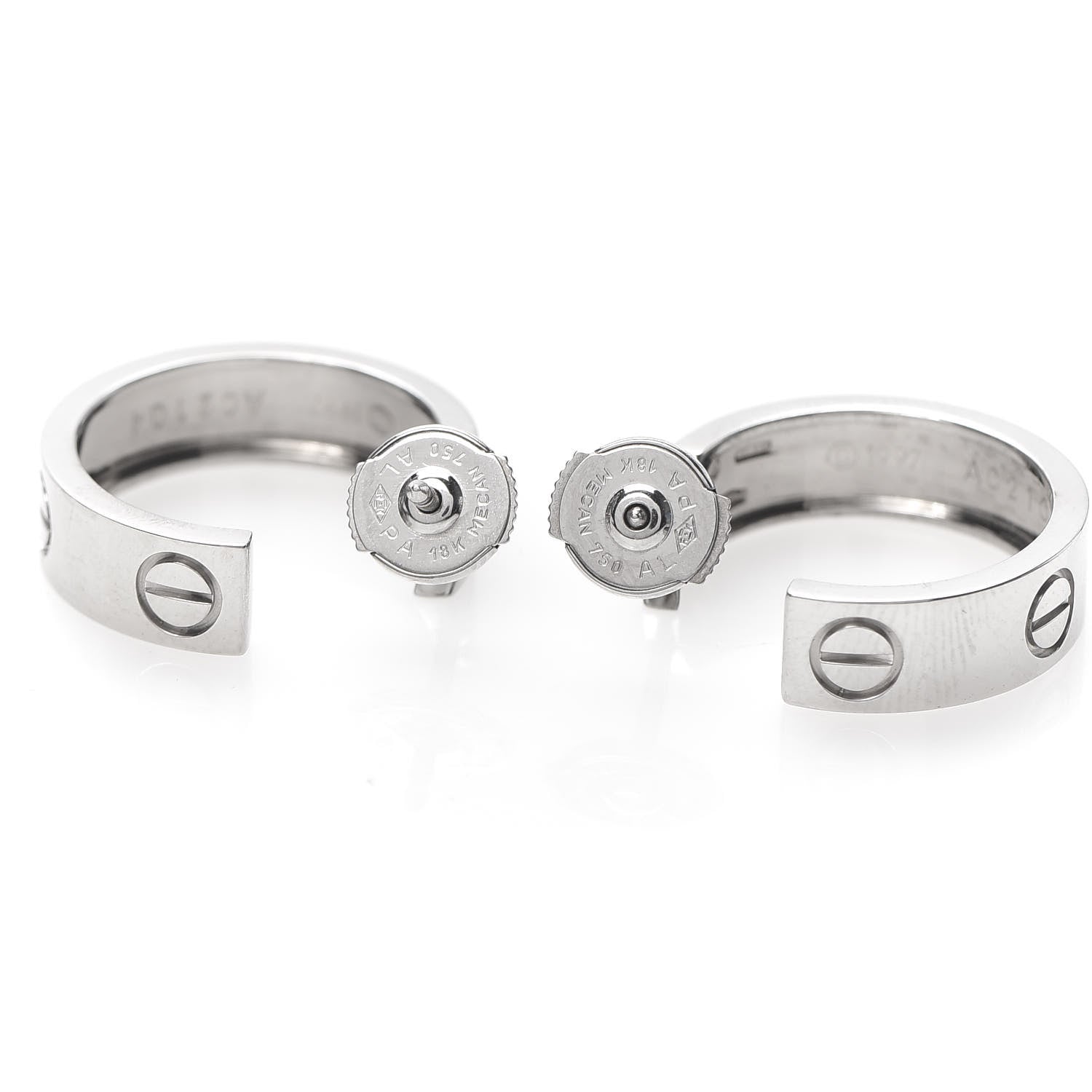 Cartier 18K White Gold 5.5mm LOVE Hoop Earrings 3 of 6