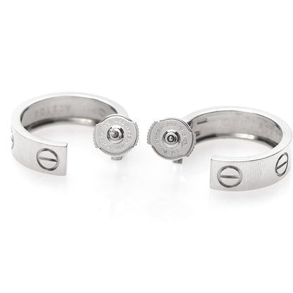 Cartier 18K White Gold 5.5mm LOVE Hoop Earrings 3 of 6
