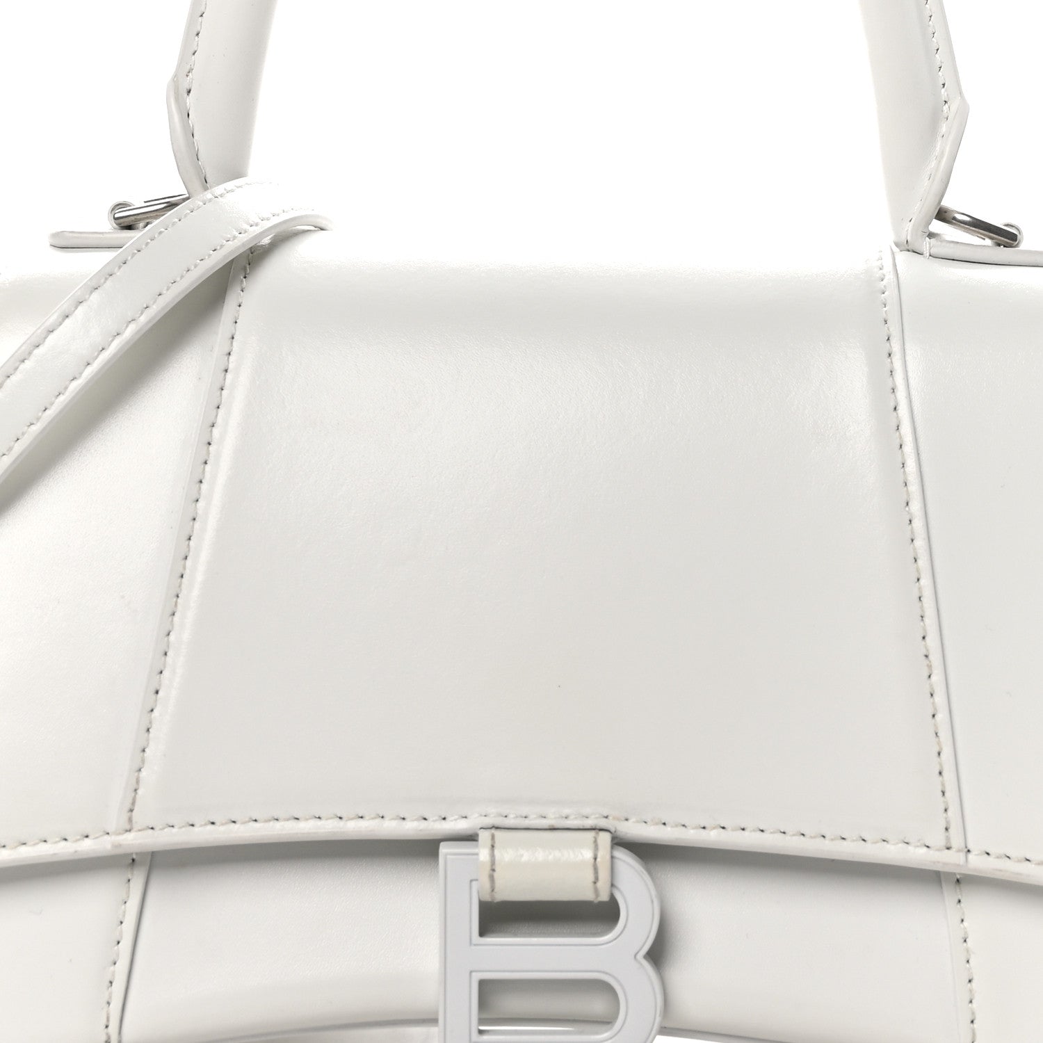 Balenciaga Shiny Box Calfskin Tonal B Small Hourglass Top Handle Bag White 8 of 11