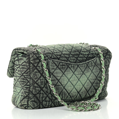 Chanel Denim Quilted Denimpression Flap Green Black 3 of 9
