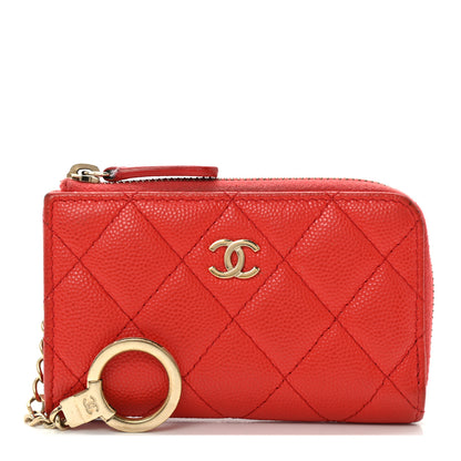 Chanel Caviar Quilted Zip Coin Purse Red 1 of 9