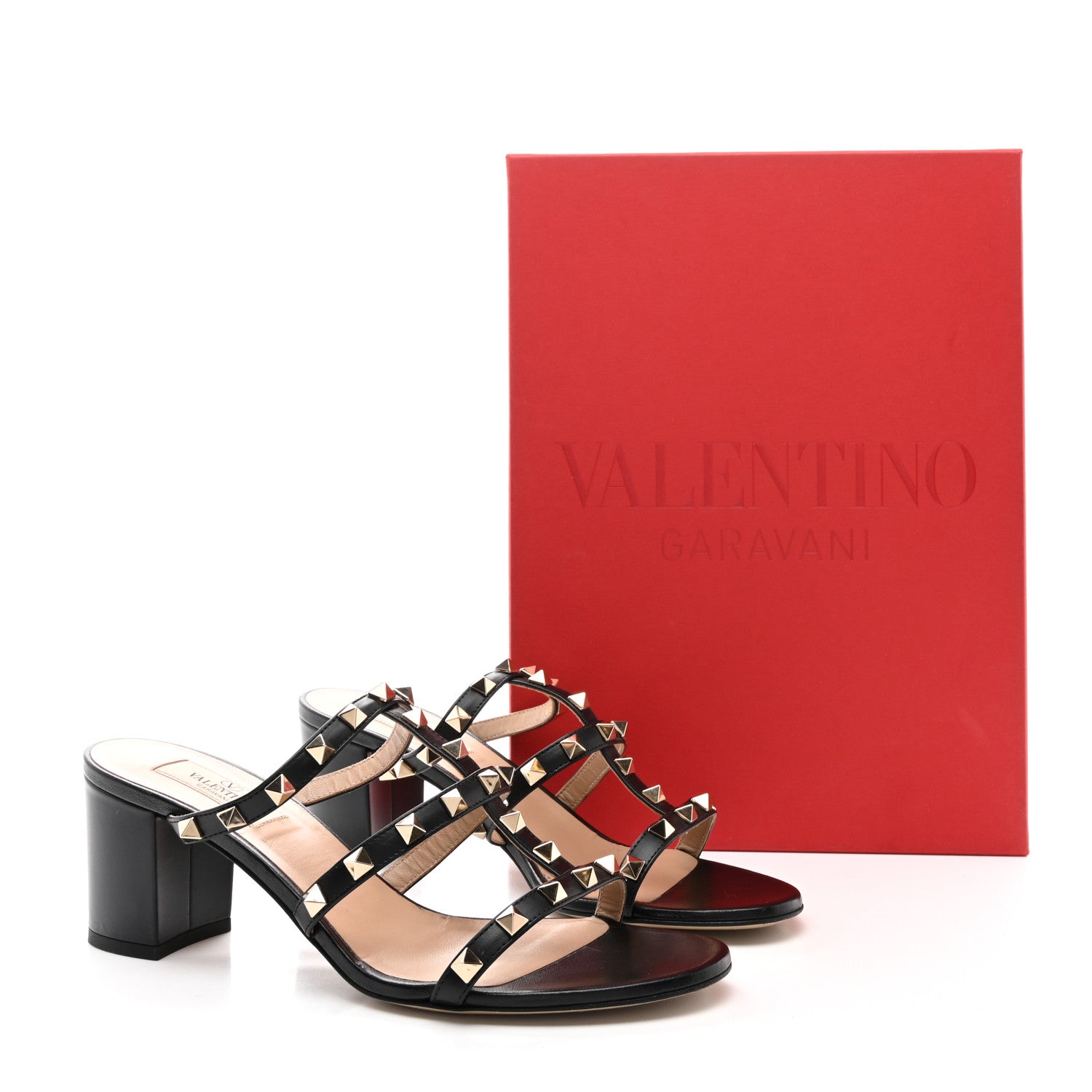 Valentino Garavani Calfskin Rockstud 60mm Caged Slide Sandals 39 Black 10 of 10