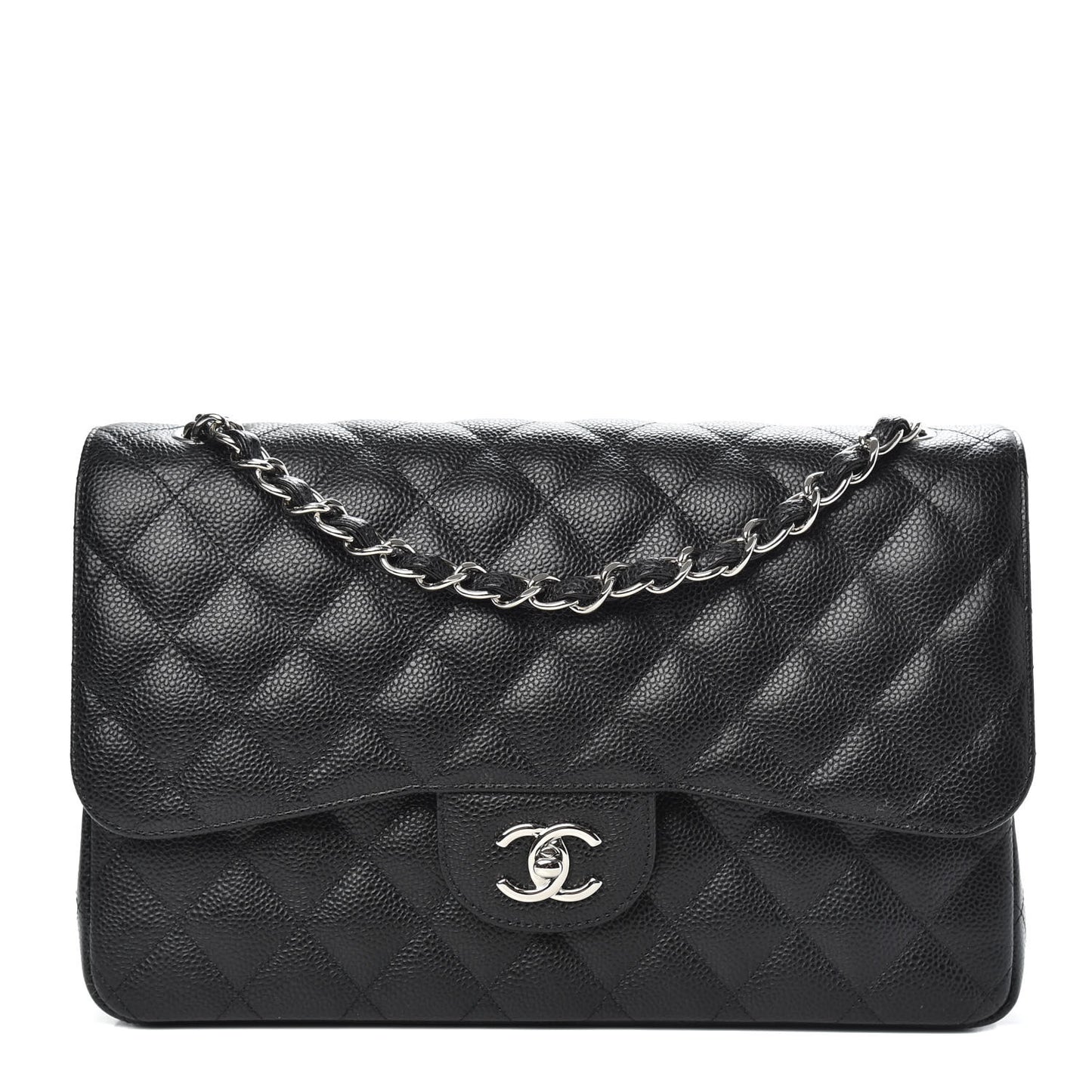 Caviar Quilted Jumbo Double Flap Black