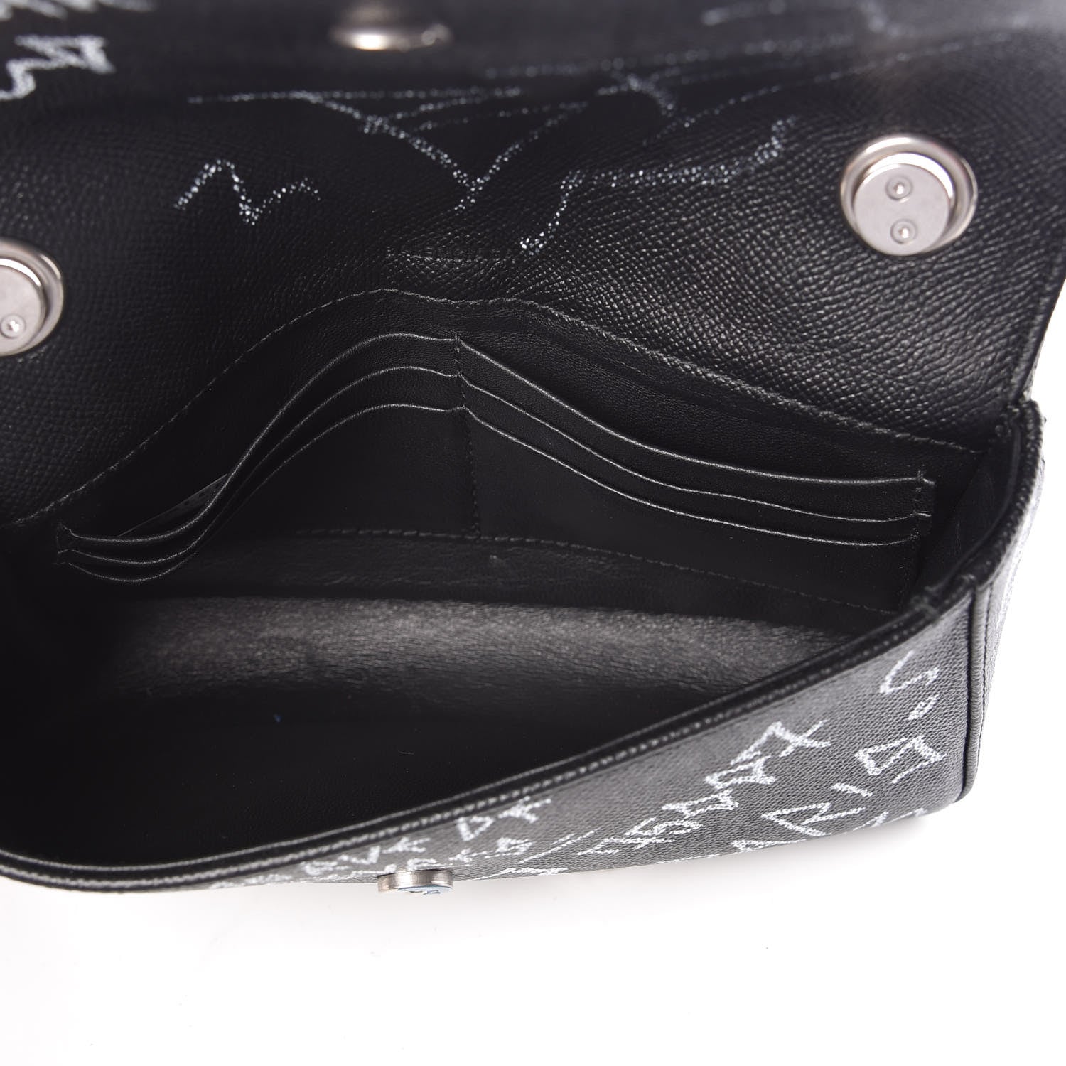 Balenciaga Calfskin Graffiti BB Chain Wallet Black White 5 of 8