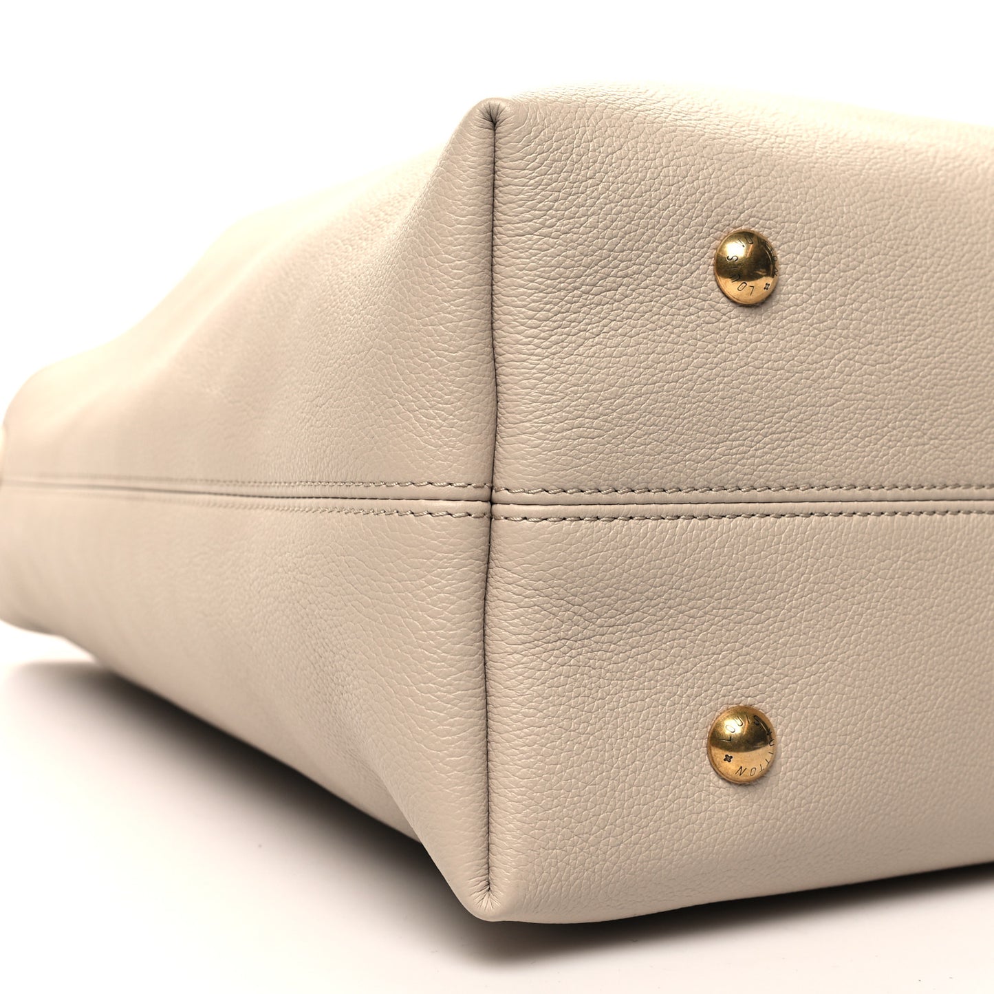 LOUIS VUITTON Grained Calfskin Low Key Hobo MM Limestone