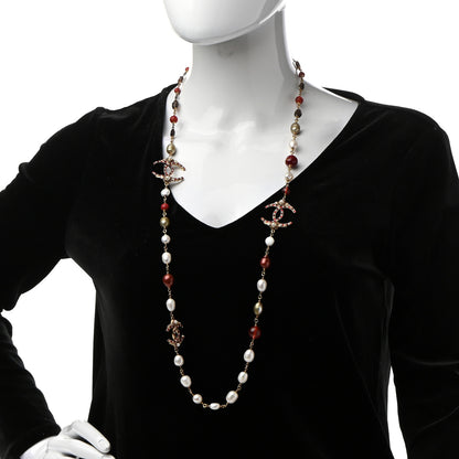 Chanel Enamel Bead Pearl CC Long Necklace 3 of 11
