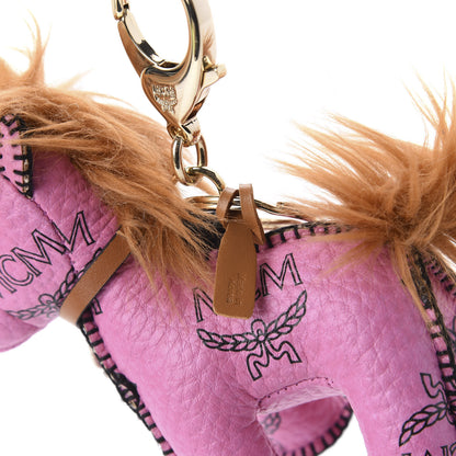 MCM Visetos Horse Key Ring Bag Charm Pink 3 of 4