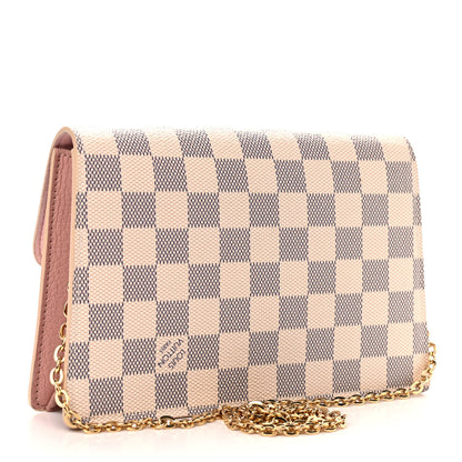 Louis Vuitton Damier Azur Croisette Chain Wallet Rose Ballerine 3 of 9