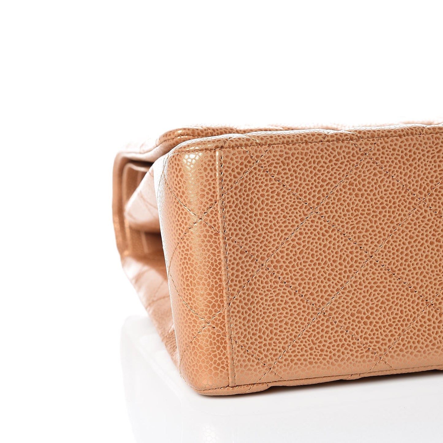 Metallic Soft Caviar Quilted Maxi Double Flap Copper