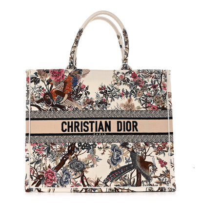 Christian Dior Canvas Embroidered Large Jardin D'Hiver Book Tote Latte Multicolor 1 of 12