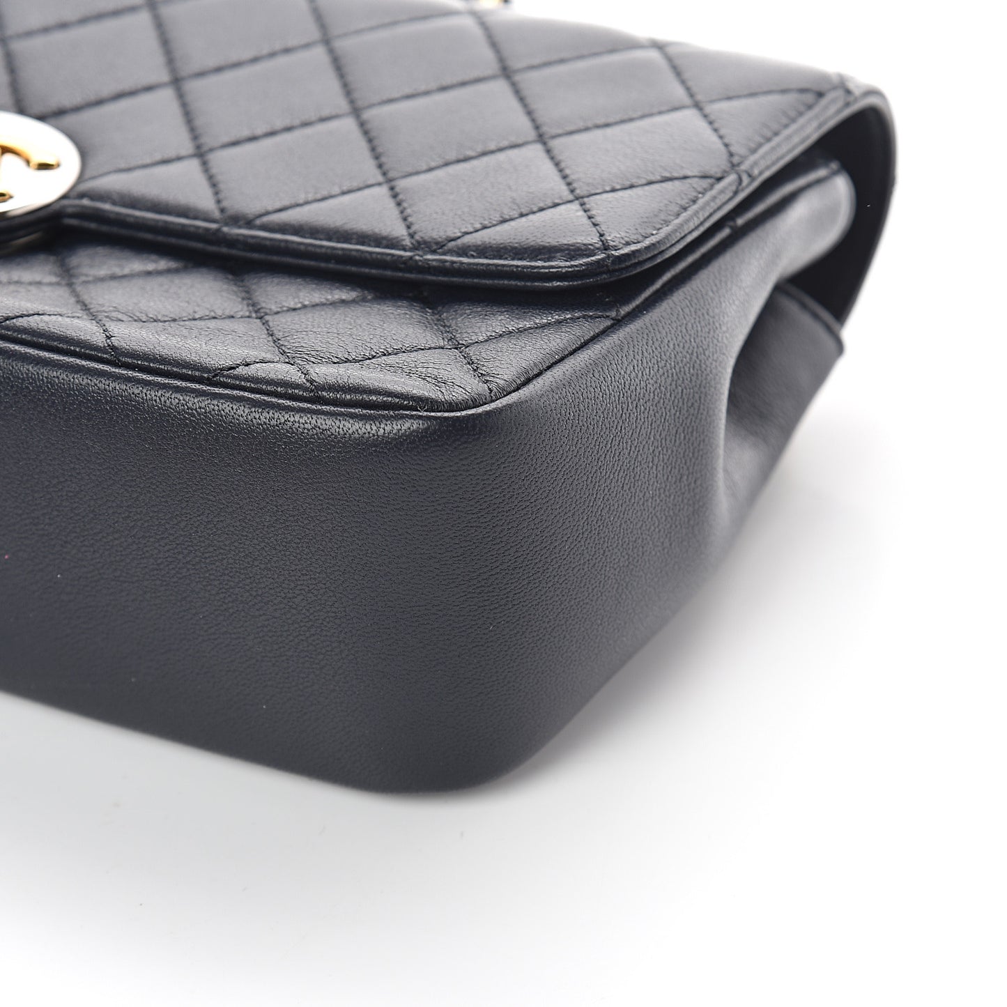 Calfskin Quilted Mini Rectangular Flap Dark Blue