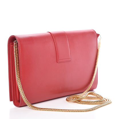 Saint Laurent Calfskin Classic Y Ligne Chain Wallet Red 3 of 13