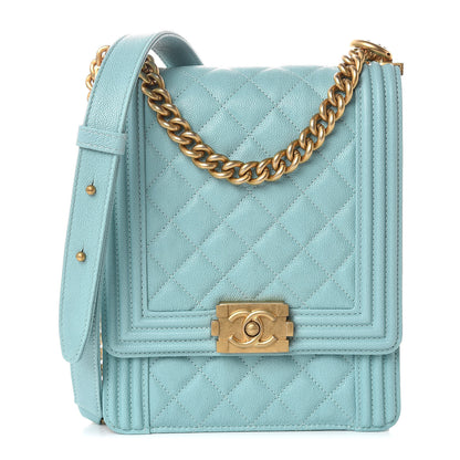 Chanel Caviar Quilted North South Boy Flap Light Blue 1 of 10