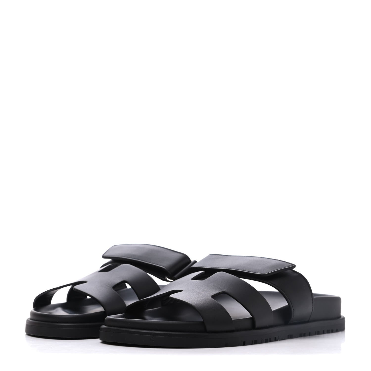 Hermes Calfskin Womens Chypre Sandals 37 Black 3 of 9