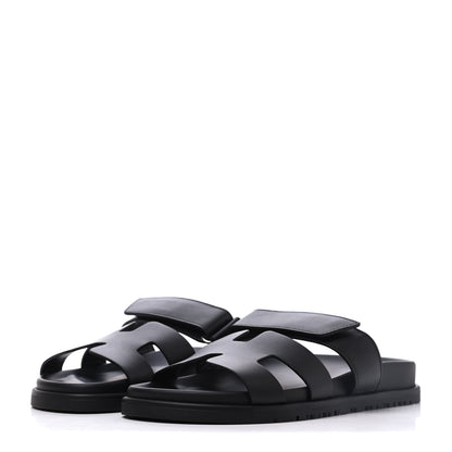 Hermes Calfskin Womens Chypre Sandals 37 Black 3 of 9