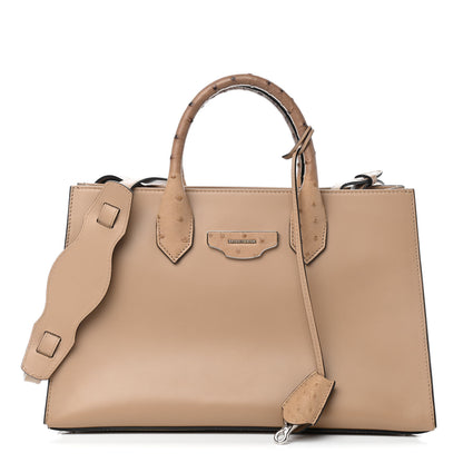 Balenciaga Smooth Calfskin Ostrich Padlock Work XS Outremer Beige Camel 1 of 9