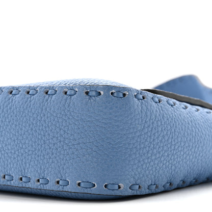 Fendi Cuoio Roma Sellerissima Nappa Sintetica Tape Stitch Baguette Placca Placca Argento Blue 10 of 15