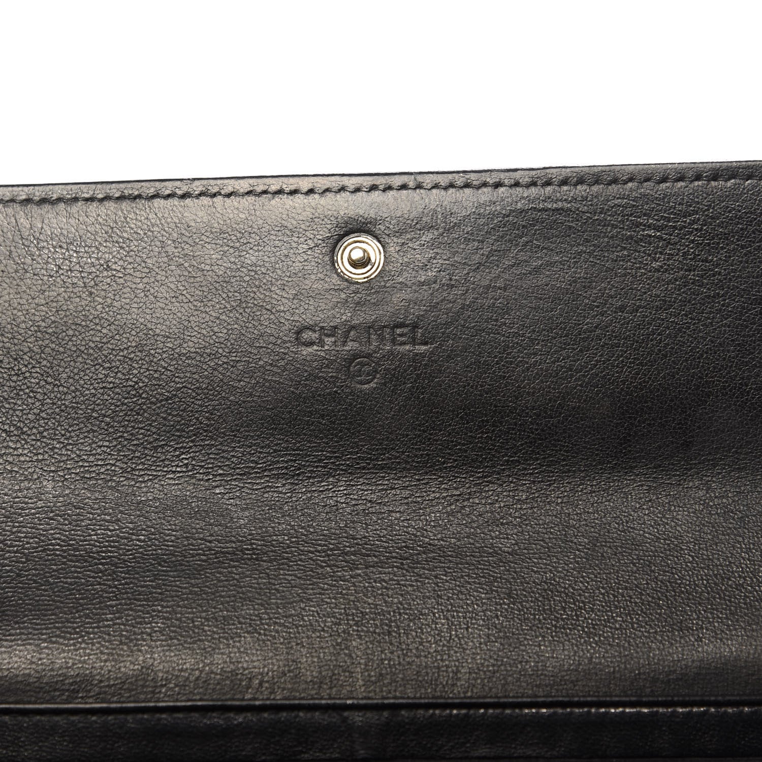 Chanel Perforated Lambskin Quilted Large Gusset Flap Wallet Black 6 of 14