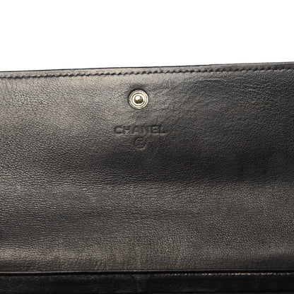 Chanel Perforated Lambskin Quilted Large Gusset Flap Wallet Black 6 of 14