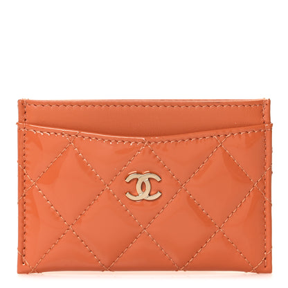 Chanel Patent Calfskin Quilted Card Holder Orange 1 of 9